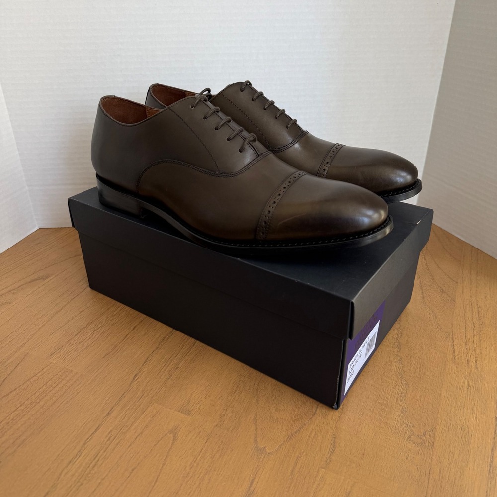 Allen Edmonds Brady Oxford Men Size 13D Olive Green Leather Cap‎ Toe 5935 - Picture 4 of 13